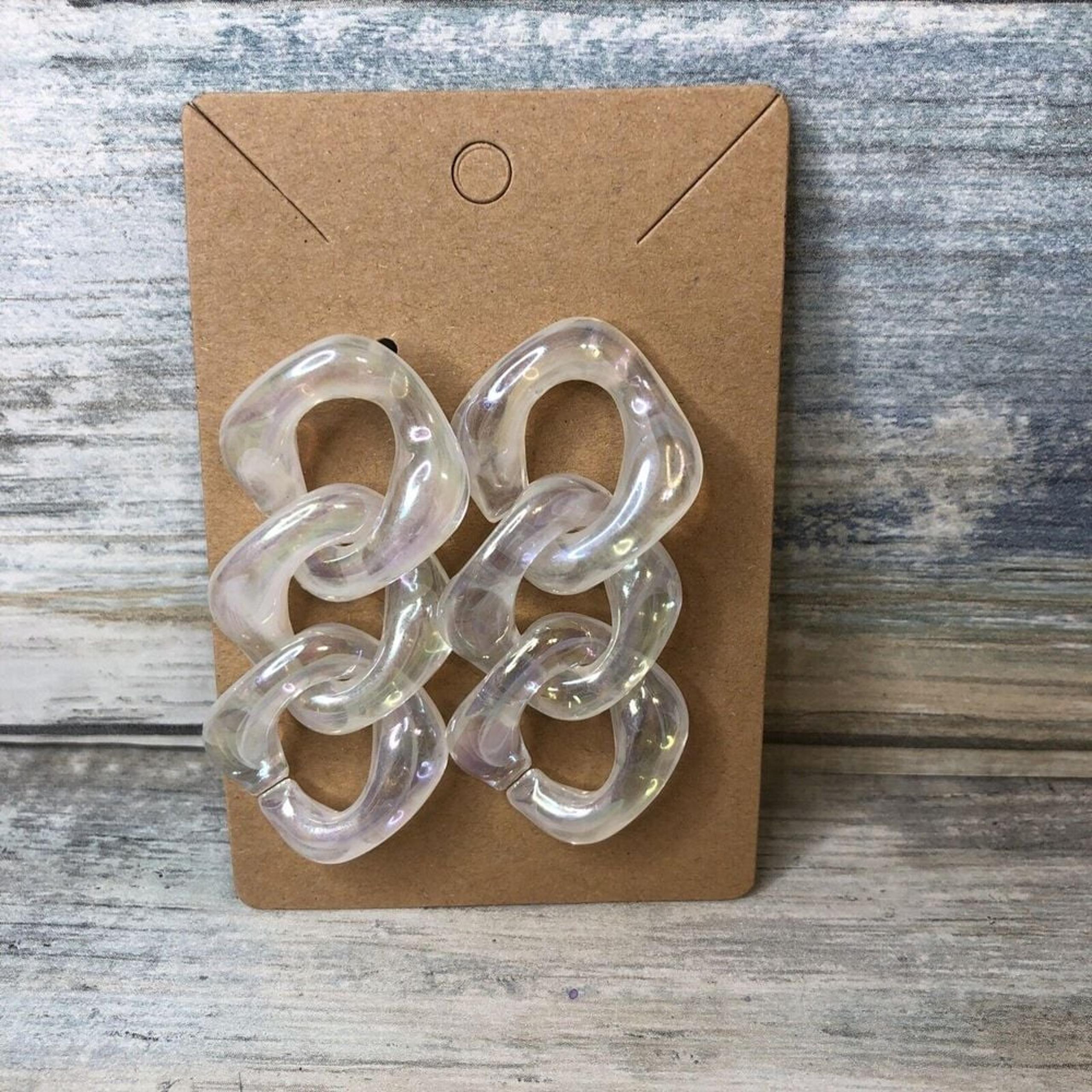 Acrylic Chain Loop Dangle Transparent Earrings Luminous NWOT Chunky