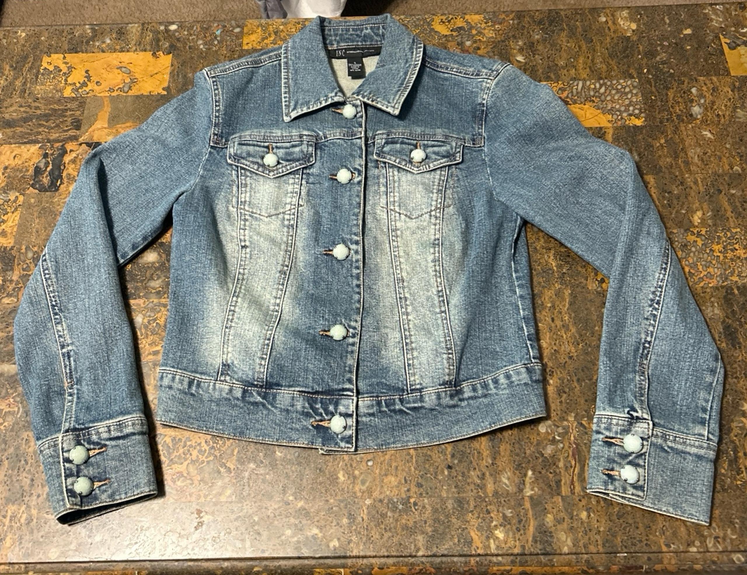 Inc International Concepts Women's Blue Jean Distressed Jacket Size Small