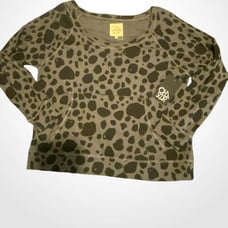 Chaser waffle texture animal print green & black top. Kangaroo pouch NWT size S.