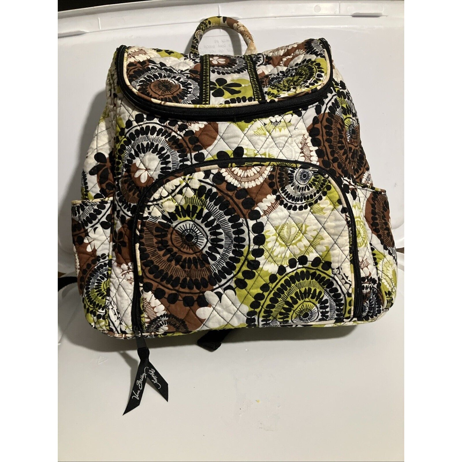Vera Bradley Cocoa Moss Quilted Campus Backpack, Retired Pattern Fall 2013