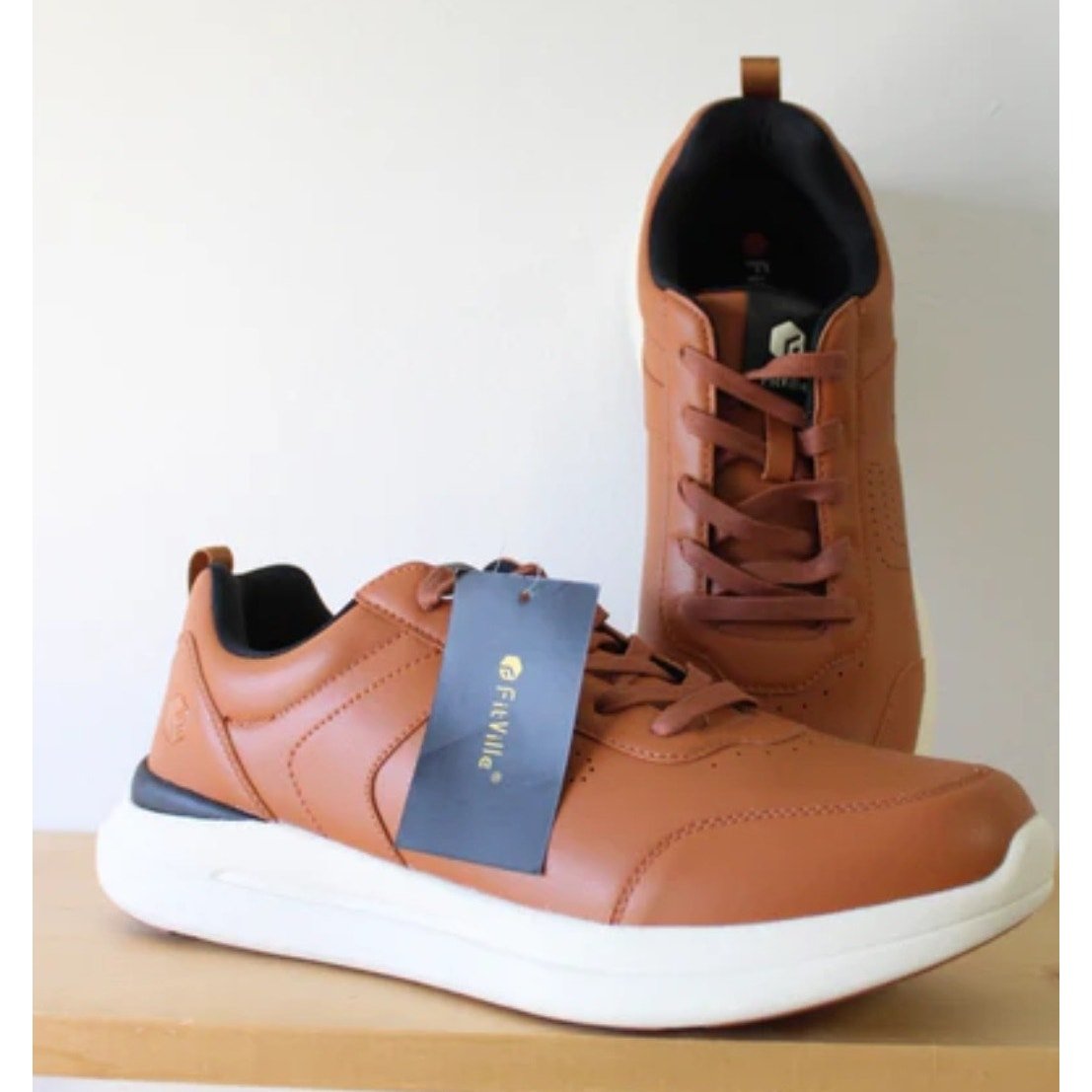 FitVille Marca Brown Vegan Leather Sneakers | Size 11.5W