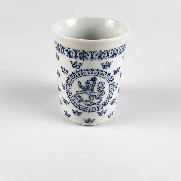 Vintage Svea Rorstrand Sweden Miniature White Heraldic Rampant Lion Crown Vase