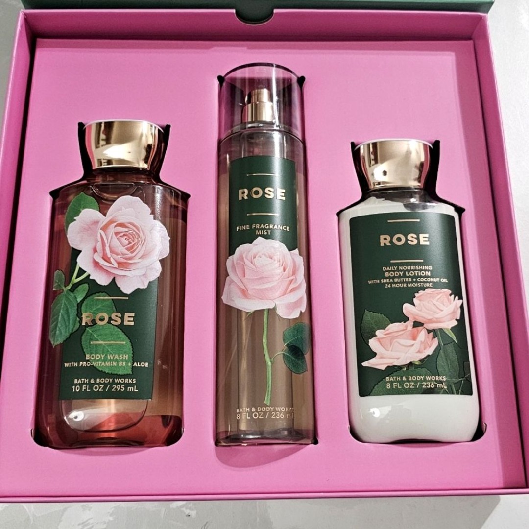 Bath & Body Works Rose Mother's Day Full Size 4 Piece Body Care Set in Gift Box