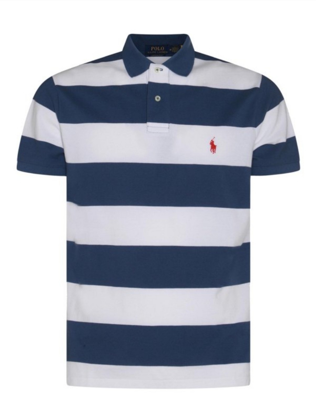 Polo Ralph Lauren White And Blue Cotton Polo Shirt Size L