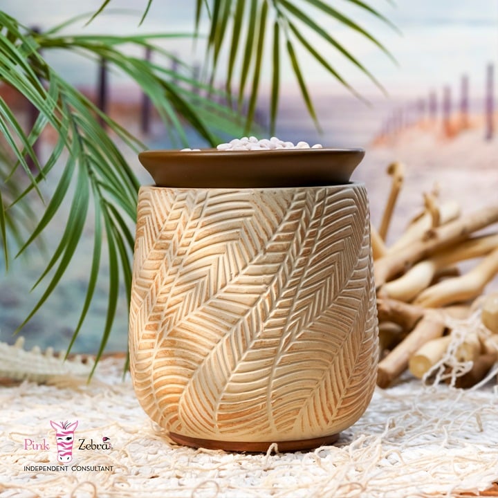 Pink Zebra IMPRINTED LEAF Simmer Pot Scented Wax Warmer NIB