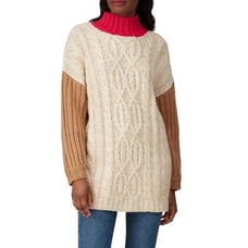 NWT Moon River Colorblock Oversized Mock Neck Tunic Sweater