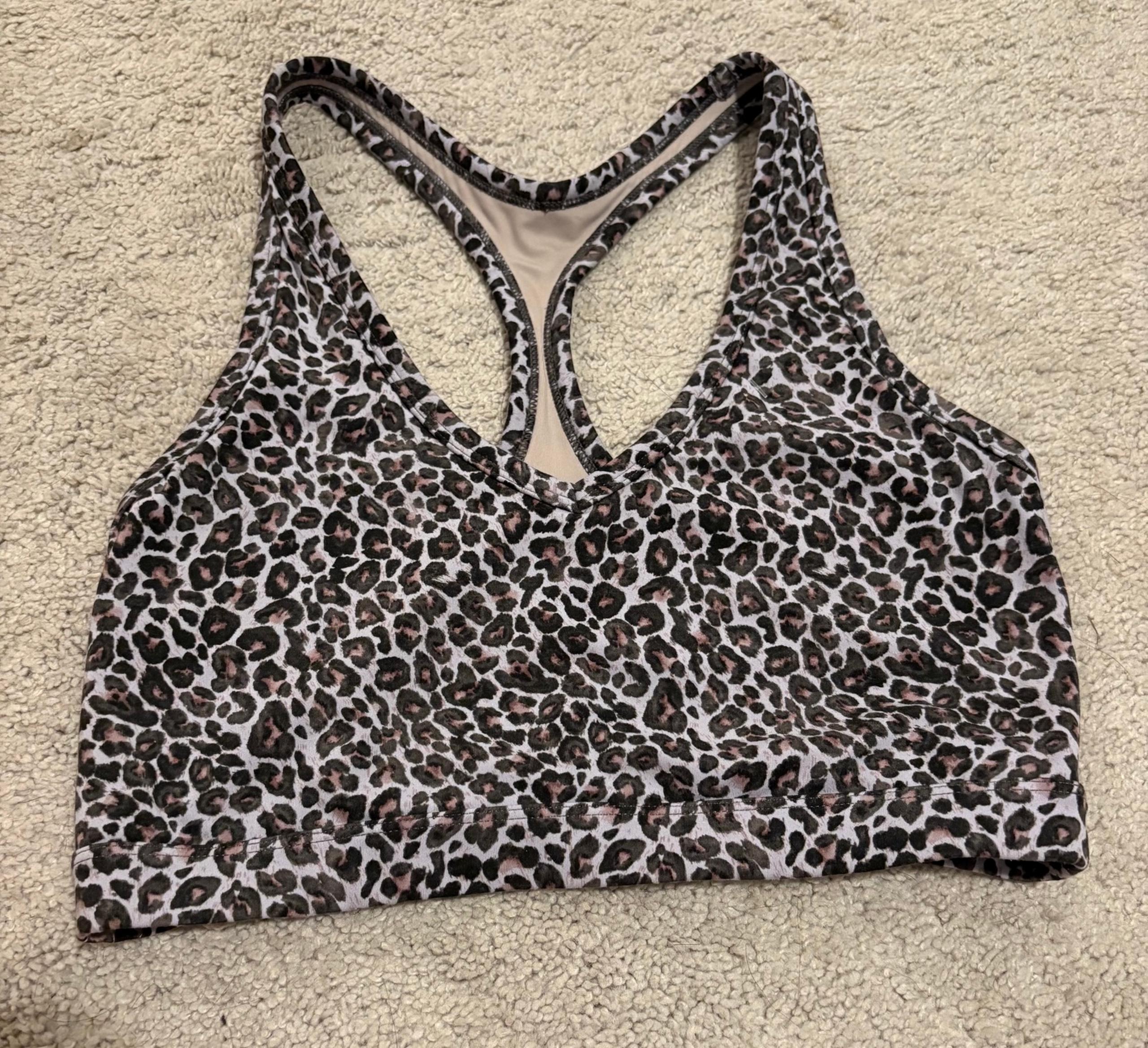 Varley Womens Let's Move Park Sports Bra Size M Leopard Print