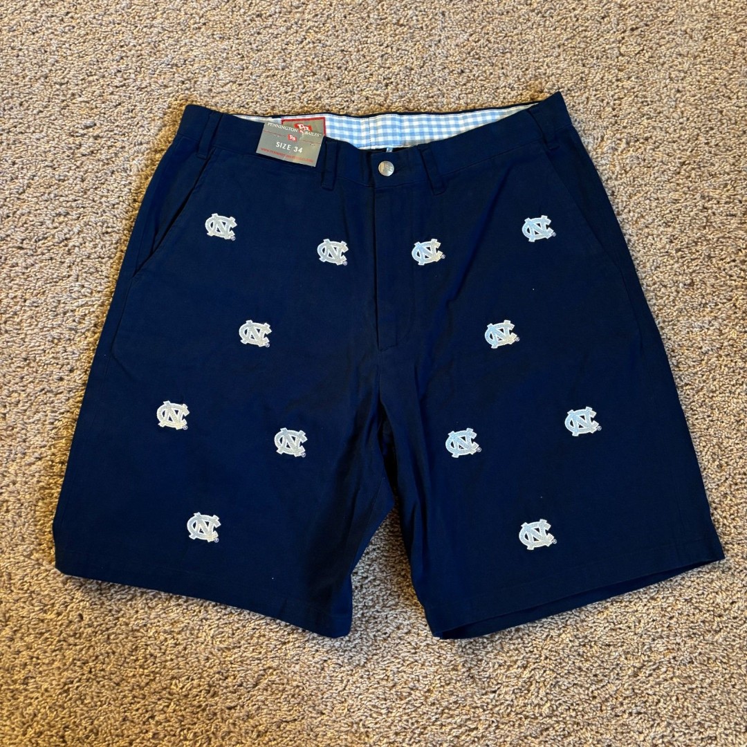 Pennington & Bailes Stadium Pants Shorts Mens 34 Blue Chino UNC Embroidered NWT