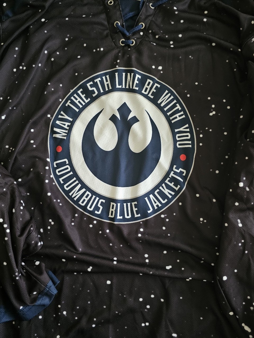 Columbus Blue Jackets Jersey Men Black NHL Star Wars Night Giveaway Shirt sz L