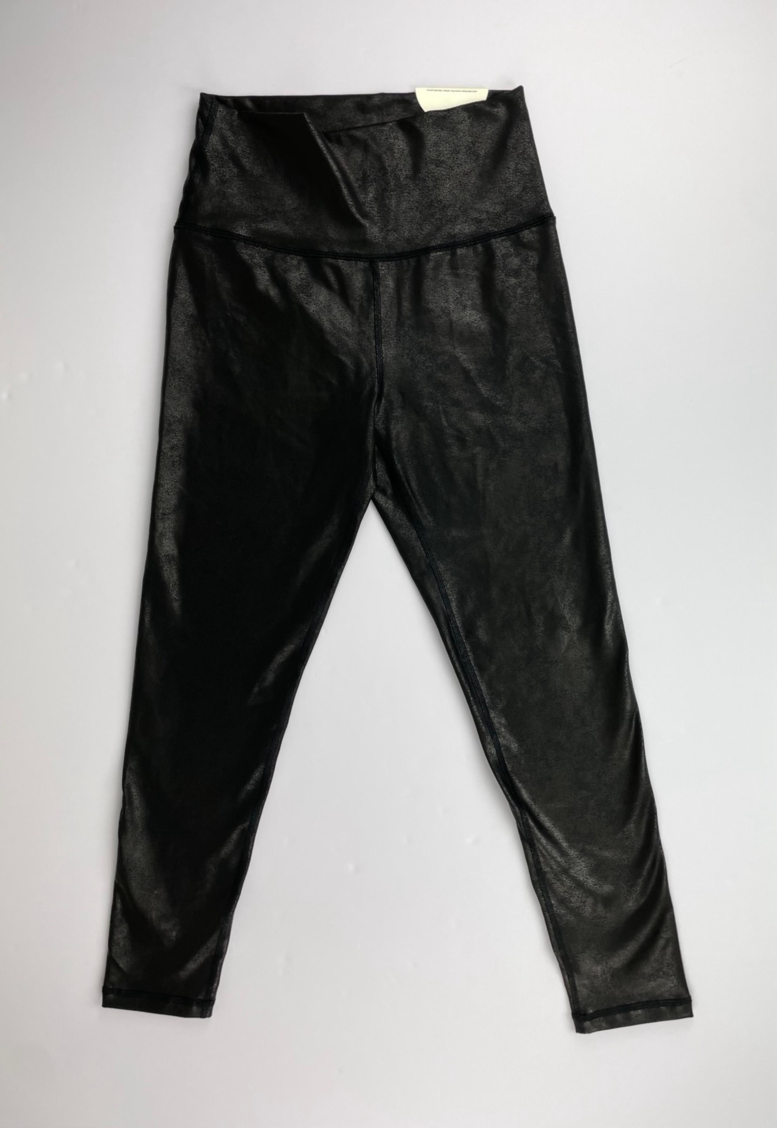 Aerie Offline High Rise Legging Faux Leather Sheen Black Women Size Medium Short