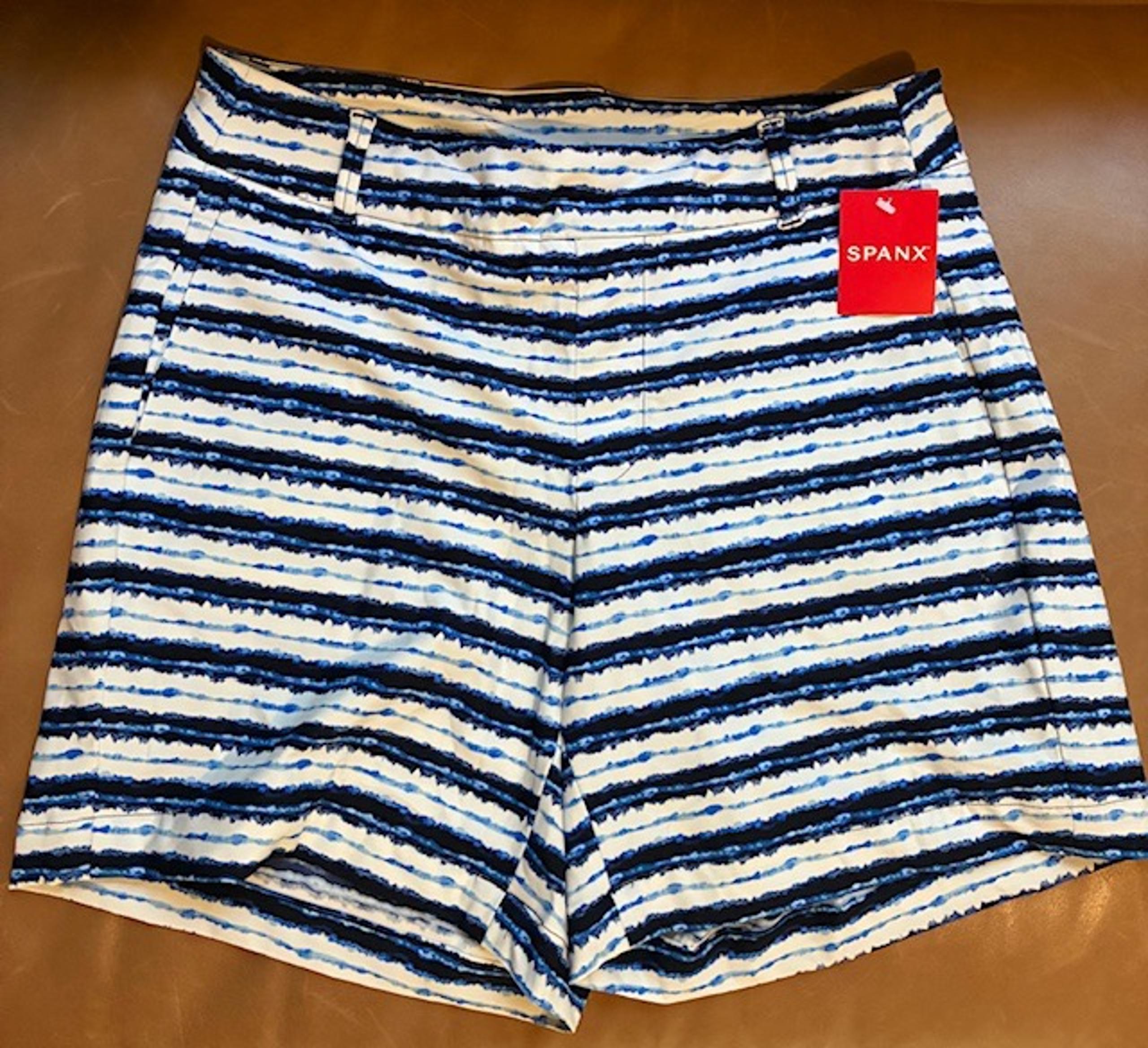 Spanx Sunshine Women's Pull On Shorts 6" Blue Stripe Small