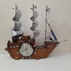 UNITED Solid Wood Electric Nautical Clipper Sailing Ship Battery Clock