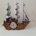 UNITED Solid Wood Electric Nautical Clipper Sailing Ship Battery Clock