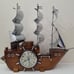 UNITED Solid Wood Electric Nautical Clipper Sailing Ship Battery Clock
