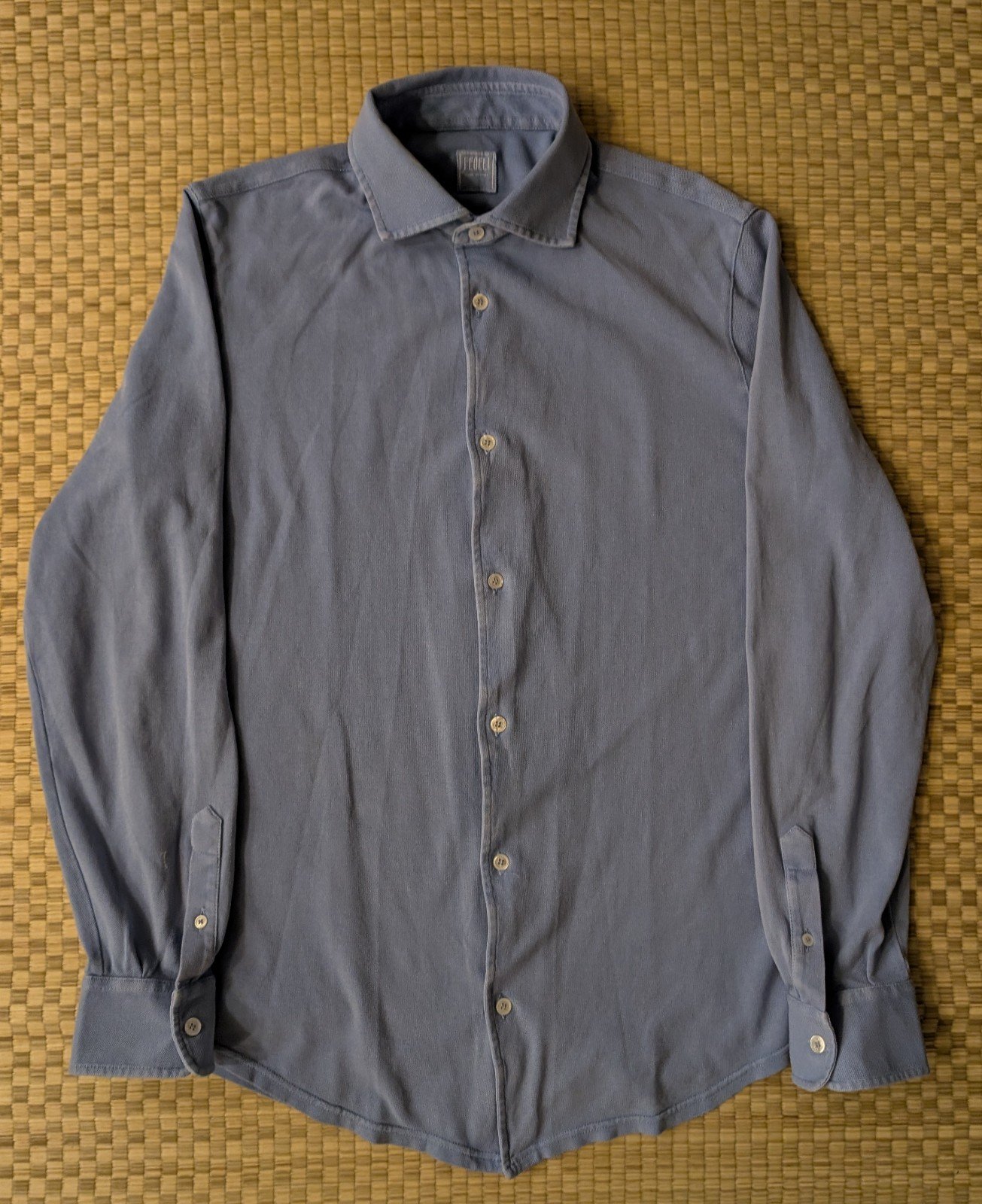 Fedeli Long Sleeve Button Up Cotton Shirt Blue Men's Size IT 50 Made in Italy