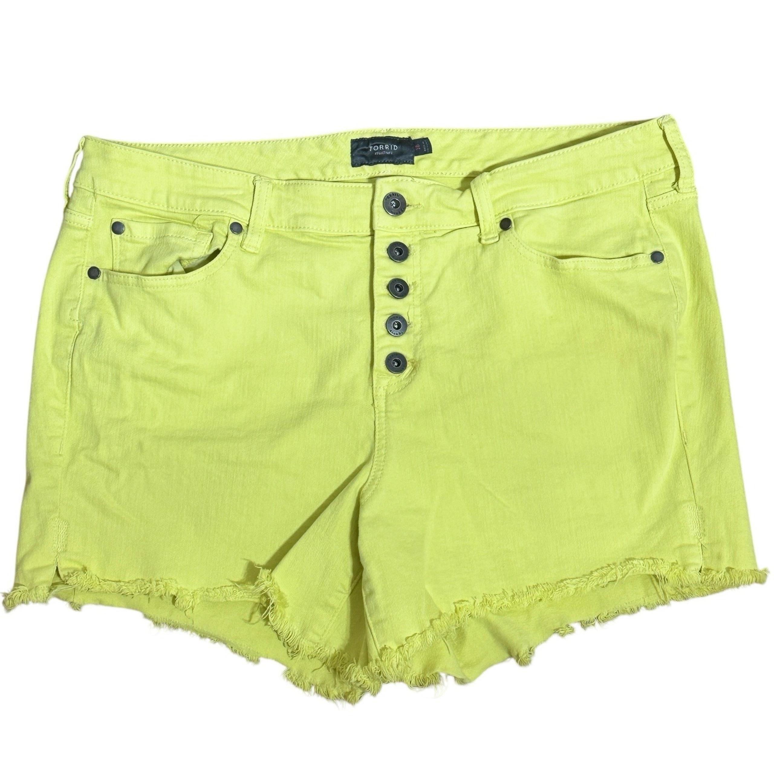 Torrid Jean Shorts Women 16 Waist 38 Yellow Button Fly Cut-Off Stretch