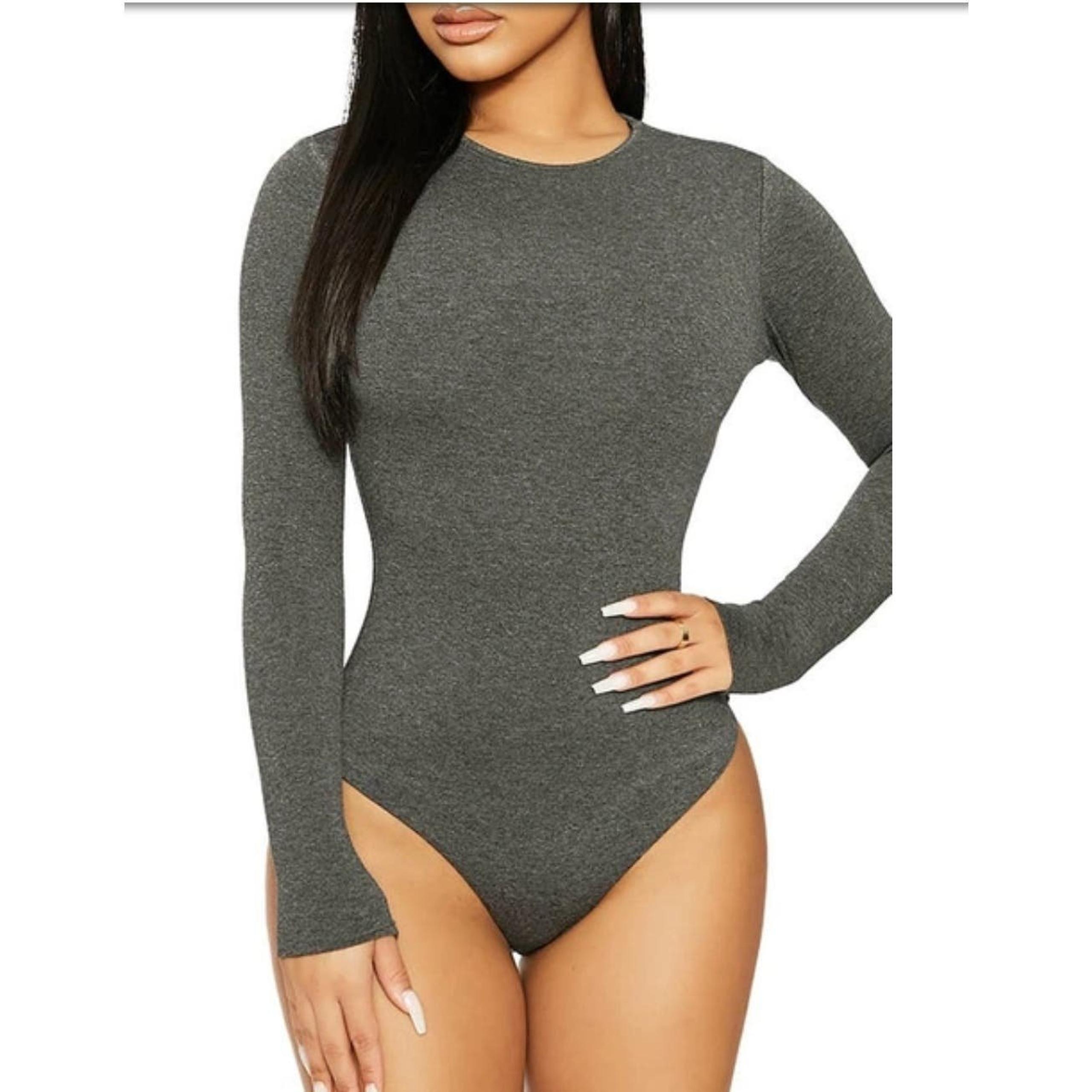 NWT Naked Wardrobe Got U bodysuit, heathered gray, size S