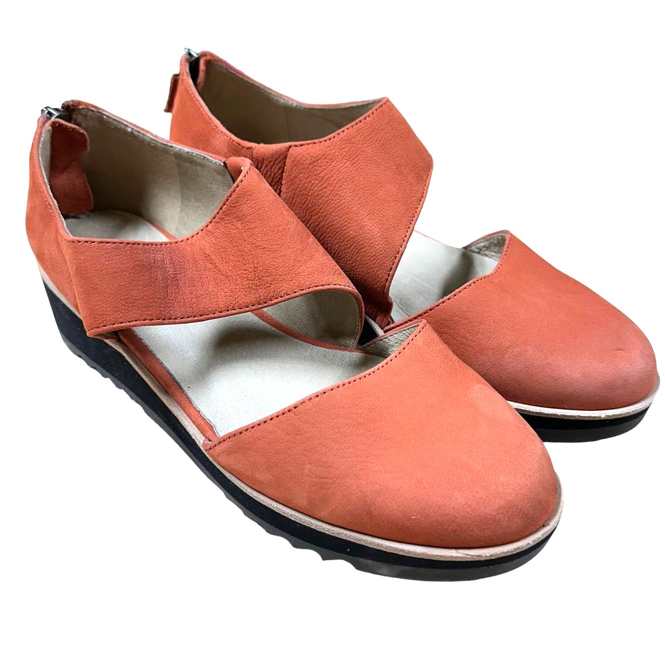 Eileen Fisher Orange Match Leather Cutout Bootie / Sandal Women's Size 6.5 NWOB