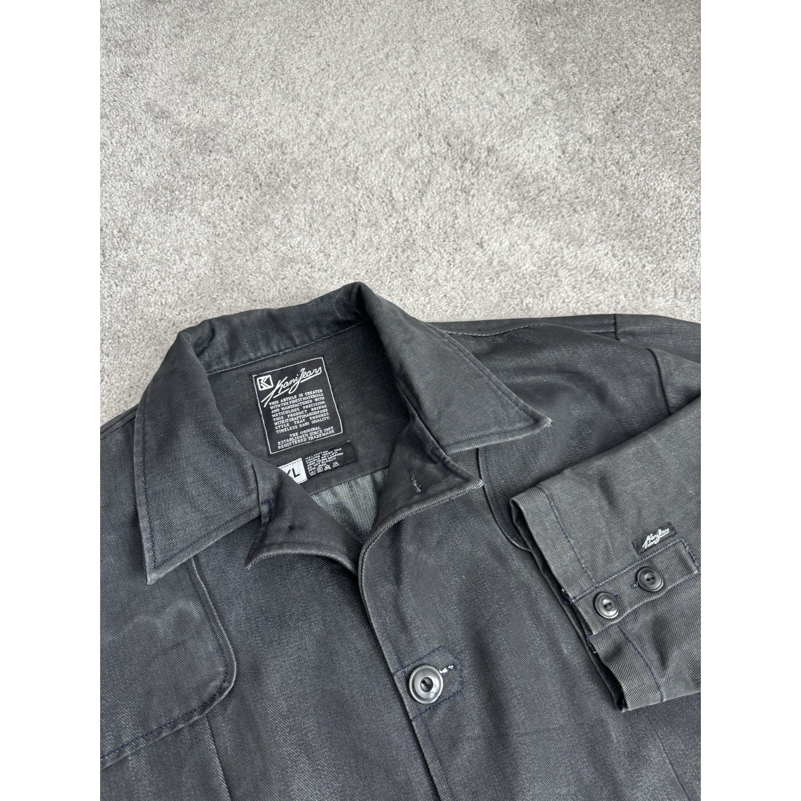Vintage Karl Kani Gray Denim Jacket Mens XL Y2K Streetwear Hip-Hop 2pac