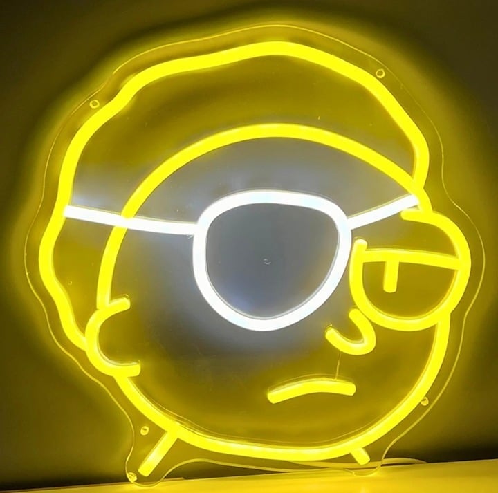 Fun Bright Yellow Morty with Eye Patch LED Night Light Cartoon Room Wall Decor