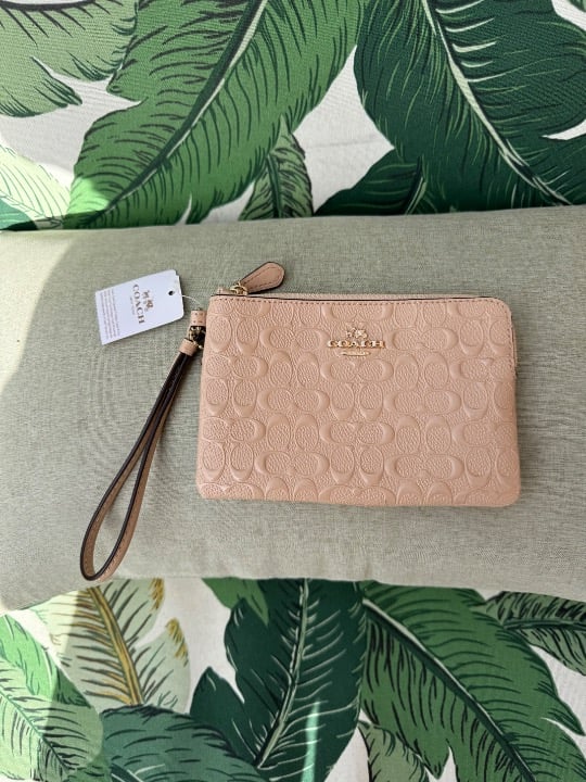 Coach Signature Embossed Leather Wristlet F52206
