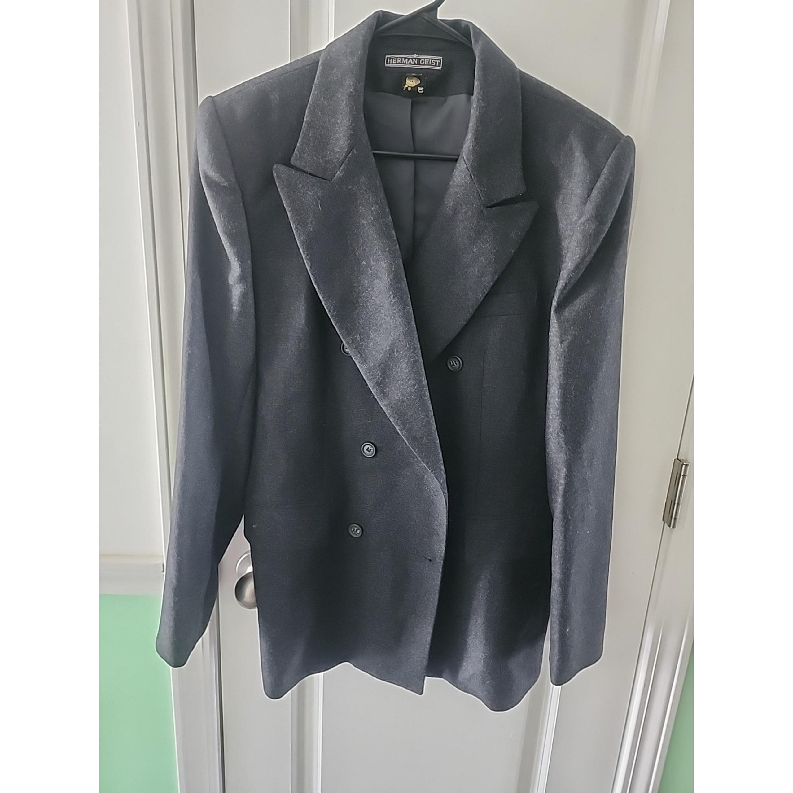 Herman Geist Womens 8 Gray Classy Career Suit Blazer 100% Wool Vintage