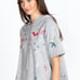 JOHNNY WAS CLEO FRENCH TERRY GREY EMBROIDERED SHORT SLEEVE HOODIE SIZE X/SMALL