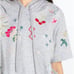 JOHNNY WAS CLEO FRENCH TERRY GREY EMBROIDERED SHORT SLEEVE HOODIE SIZE X/SMALL