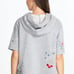 JOHNNY WAS CLEO FRENCH TERRY GREY EMBROIDERED SHORT SLEEVE HOODIE SIZE X/SMALL