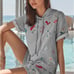 JOHNNY WAS CLEO FRENCH TERRY GREY EMBROIDERED SHORT SLEEVE HOODIE SIZE X/SMALL