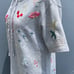 JOHNNY WAS CLEO FRENCH TERRY GREY EMBROIDERED SHORT SLEEVE HOODIE SIZE X/SMALL