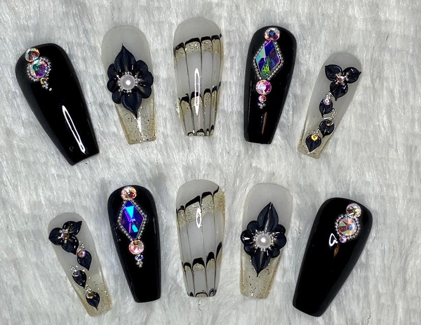 Black Pearl Gel Press On Nails