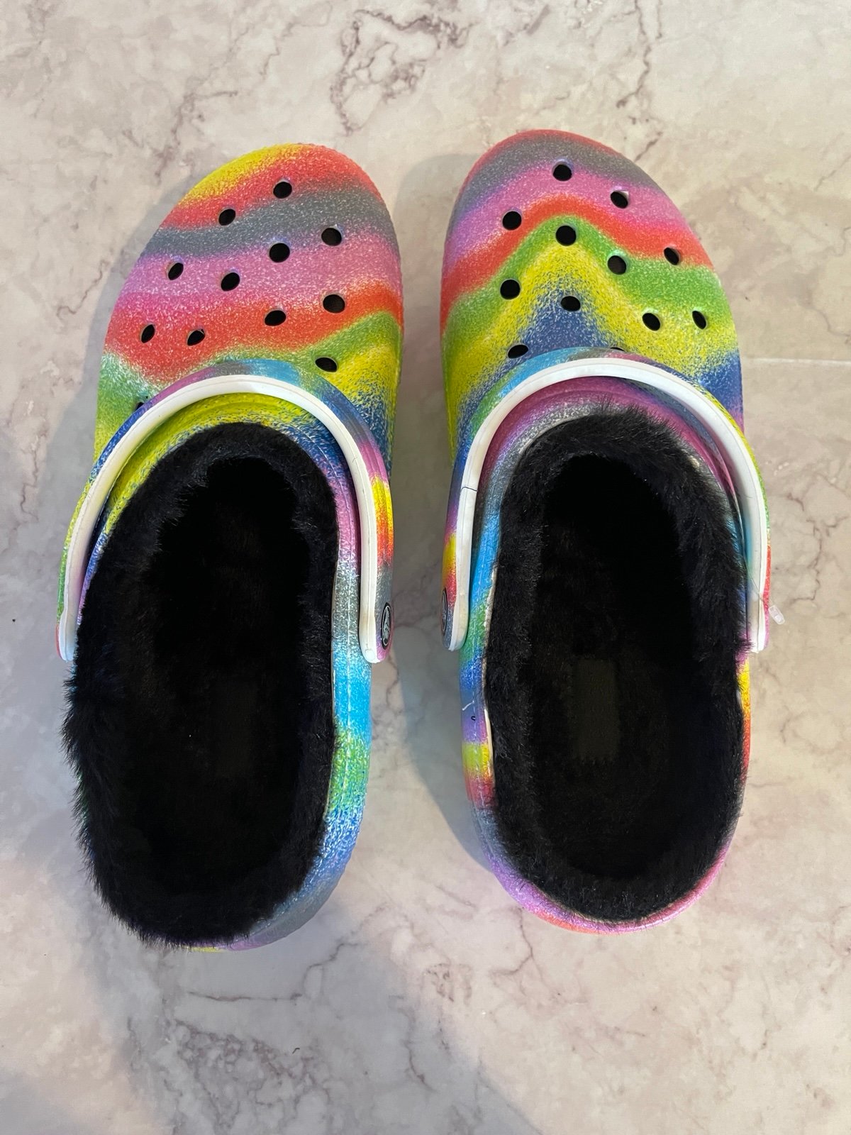 Crocs Faux Fur Lined Clogs Spray Dye