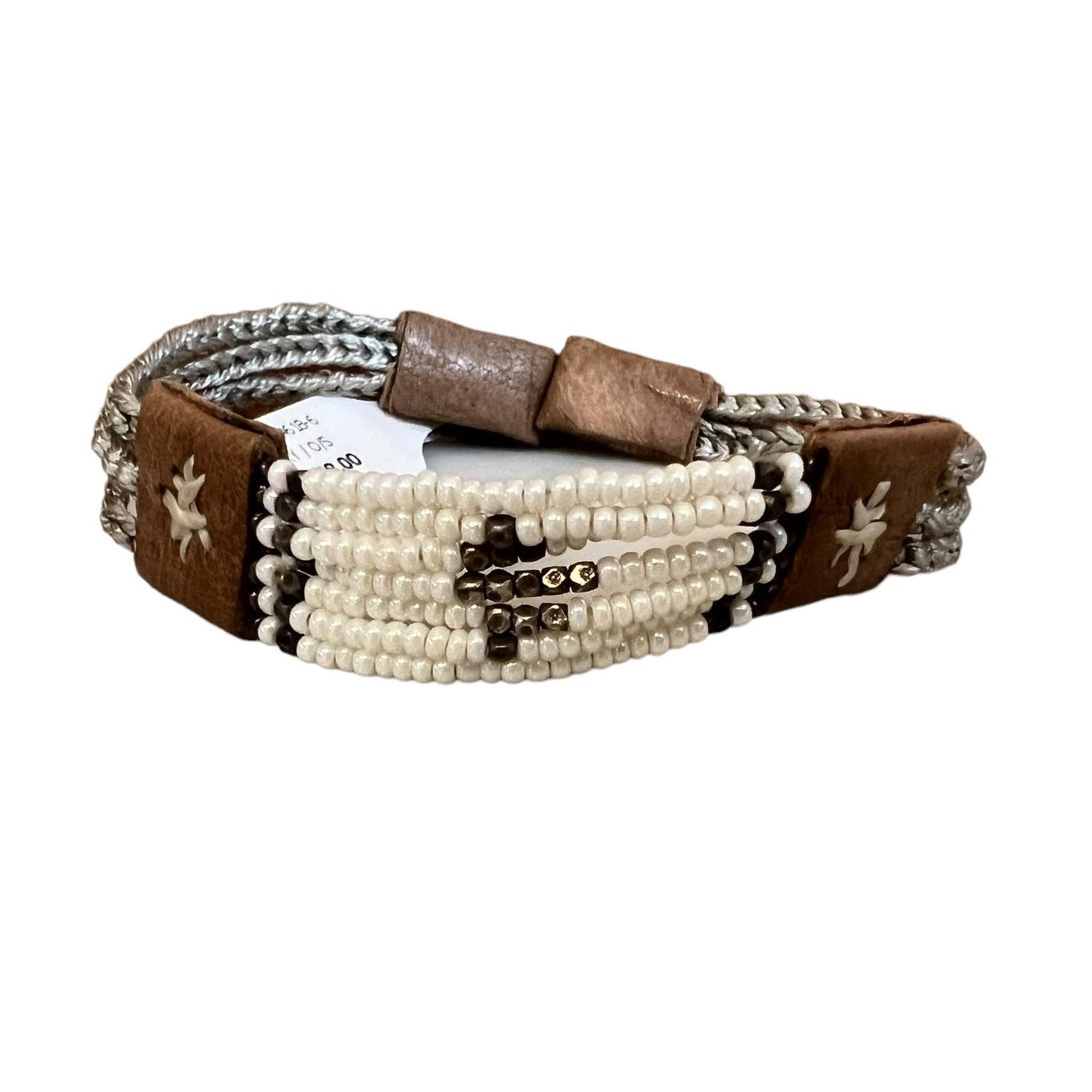 Johnny Was Southwestern Beaded & Leather Cord Bracelet