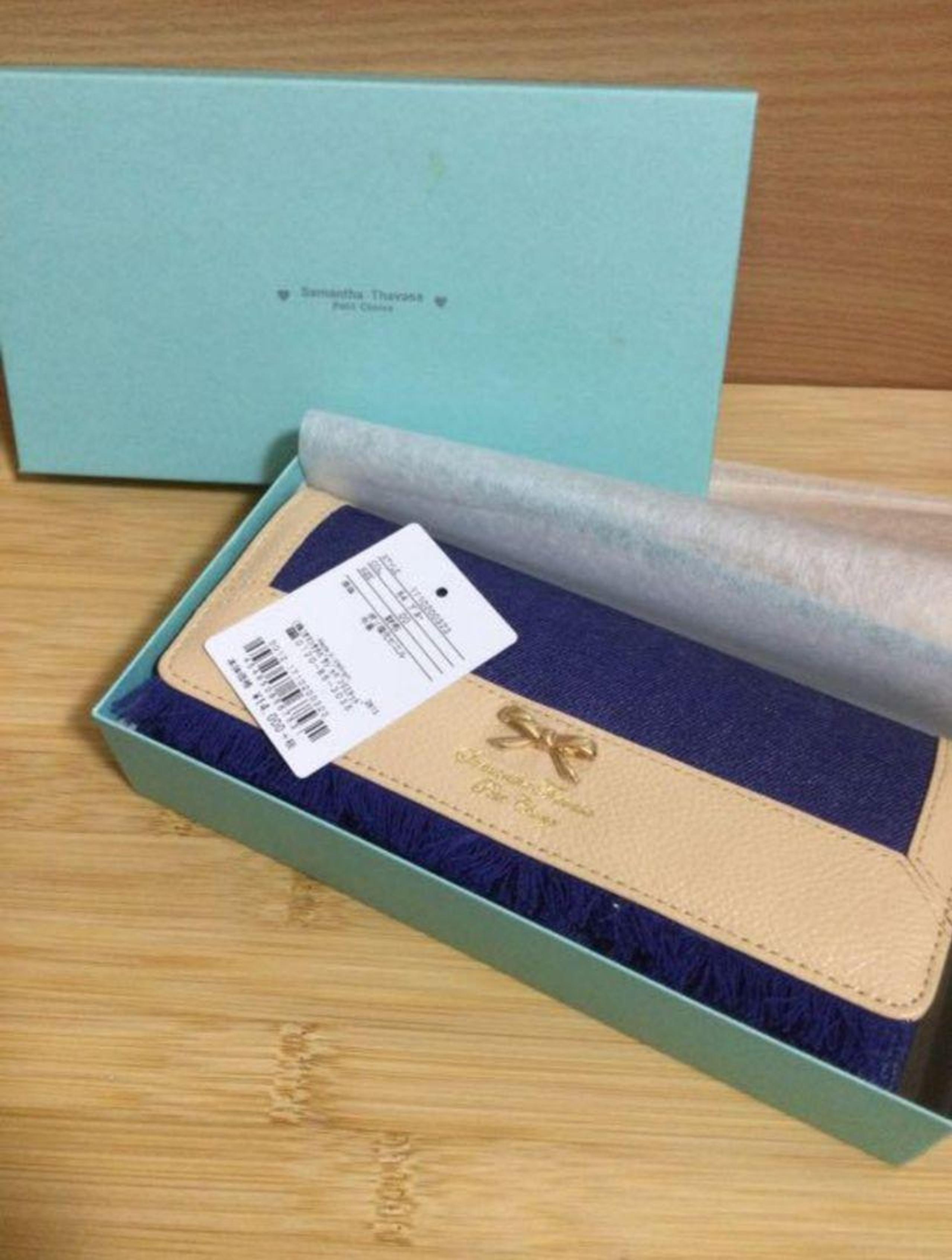 Samantha Thavasa Long Wallet Navy Beige with Box