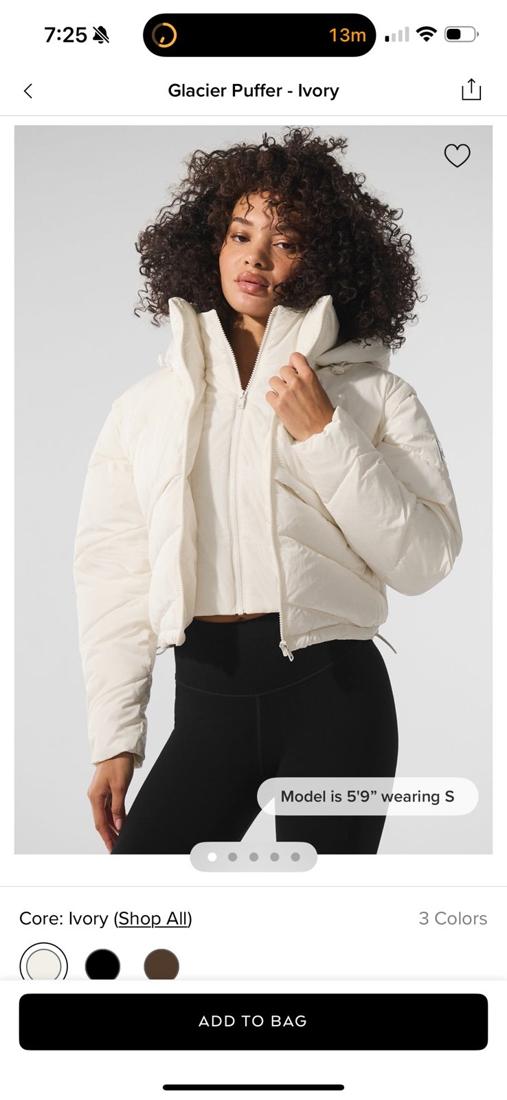 ALO Glacier Puffer (Ivory, XS)