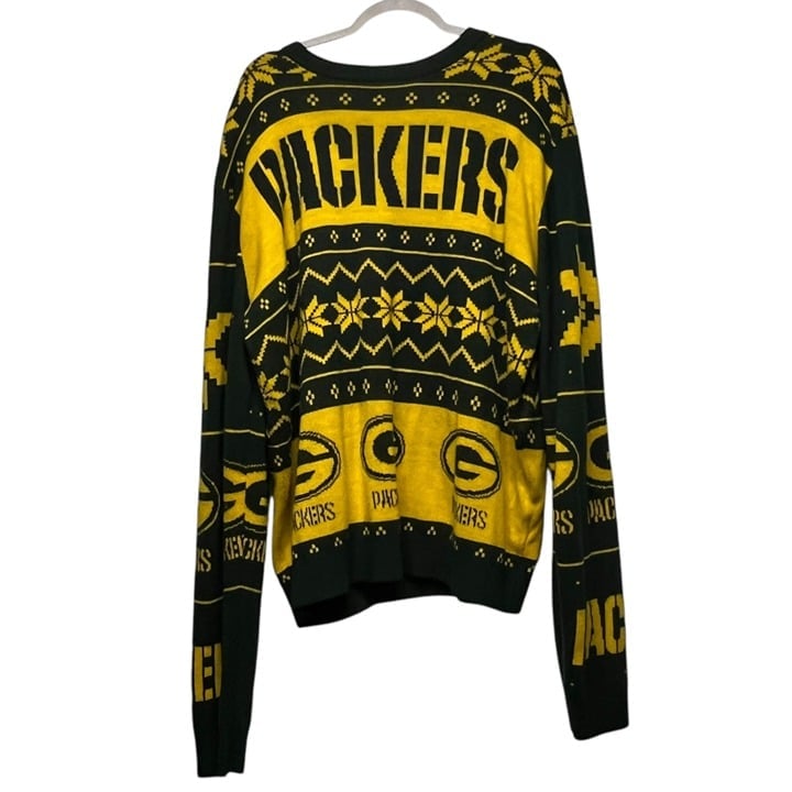 Green Bay Packers Knit Sweater Green NFL Ugly Christmas Mens XL Football