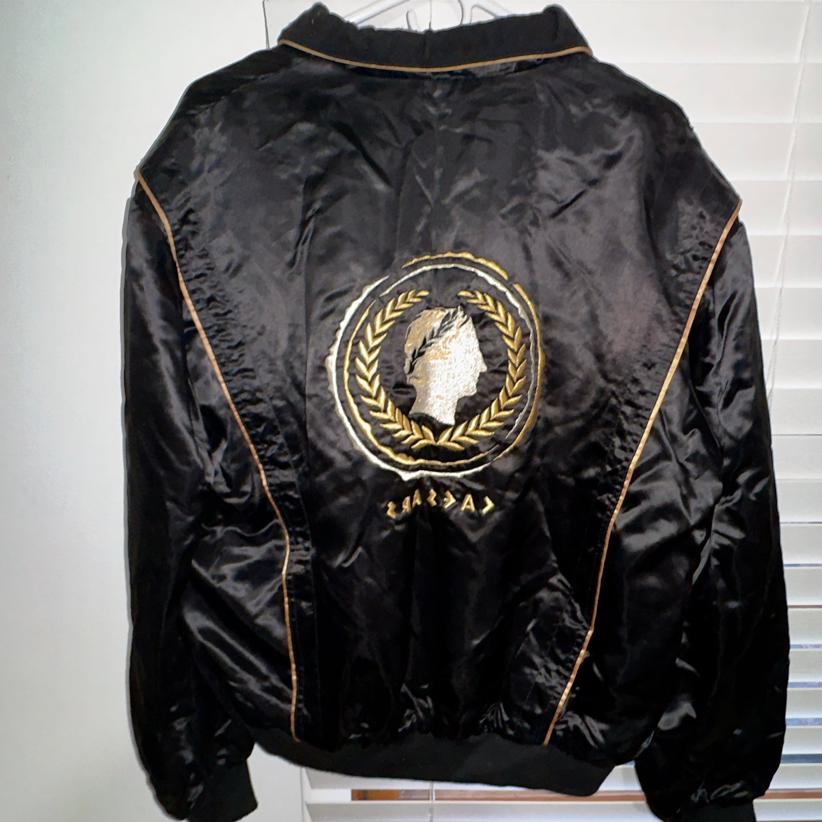 Caesars Black/Gold Reversable Gold Embroidery Satin Bomber S Jacket