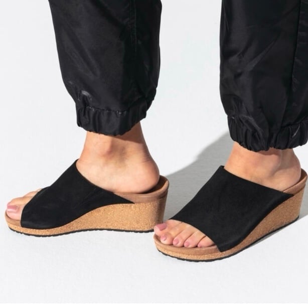 NEW Papillio Birkenstock Black Suede Namica Wedges