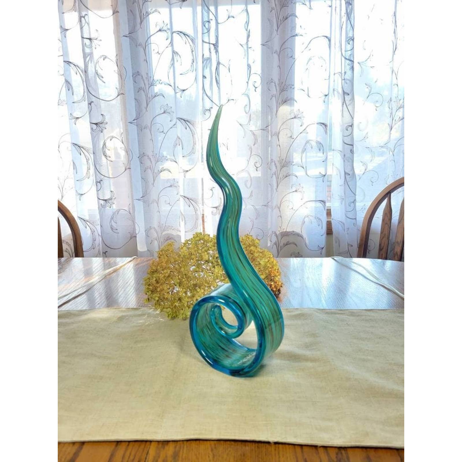 best fashion One Pier Vintage Art 16" Blue Green Flame Dancing Curved Sculpture, Glass Vintage & collectibles best fashion One Pier Vintage Art 16" Blue Green Flame Dancing Curved Sculpture, Glass Vintage & collectibles