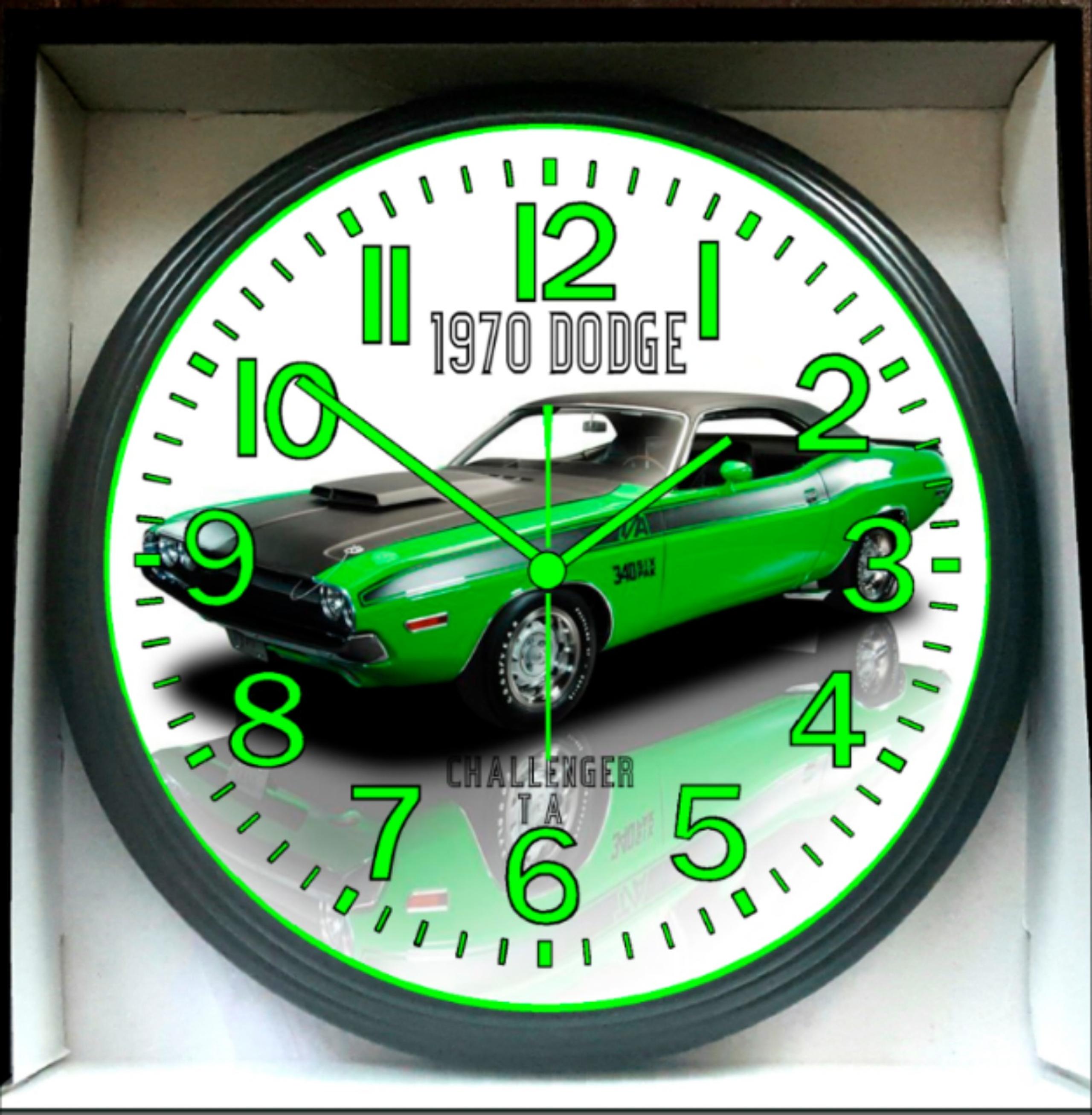 1970 Dodge Challenger RT Glow In The Dark Wall Clock New!