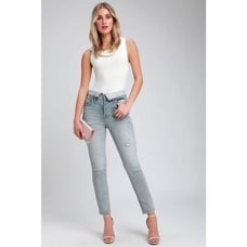 Pistola Nico Light Blue Distressed High Rise Mom Jeans