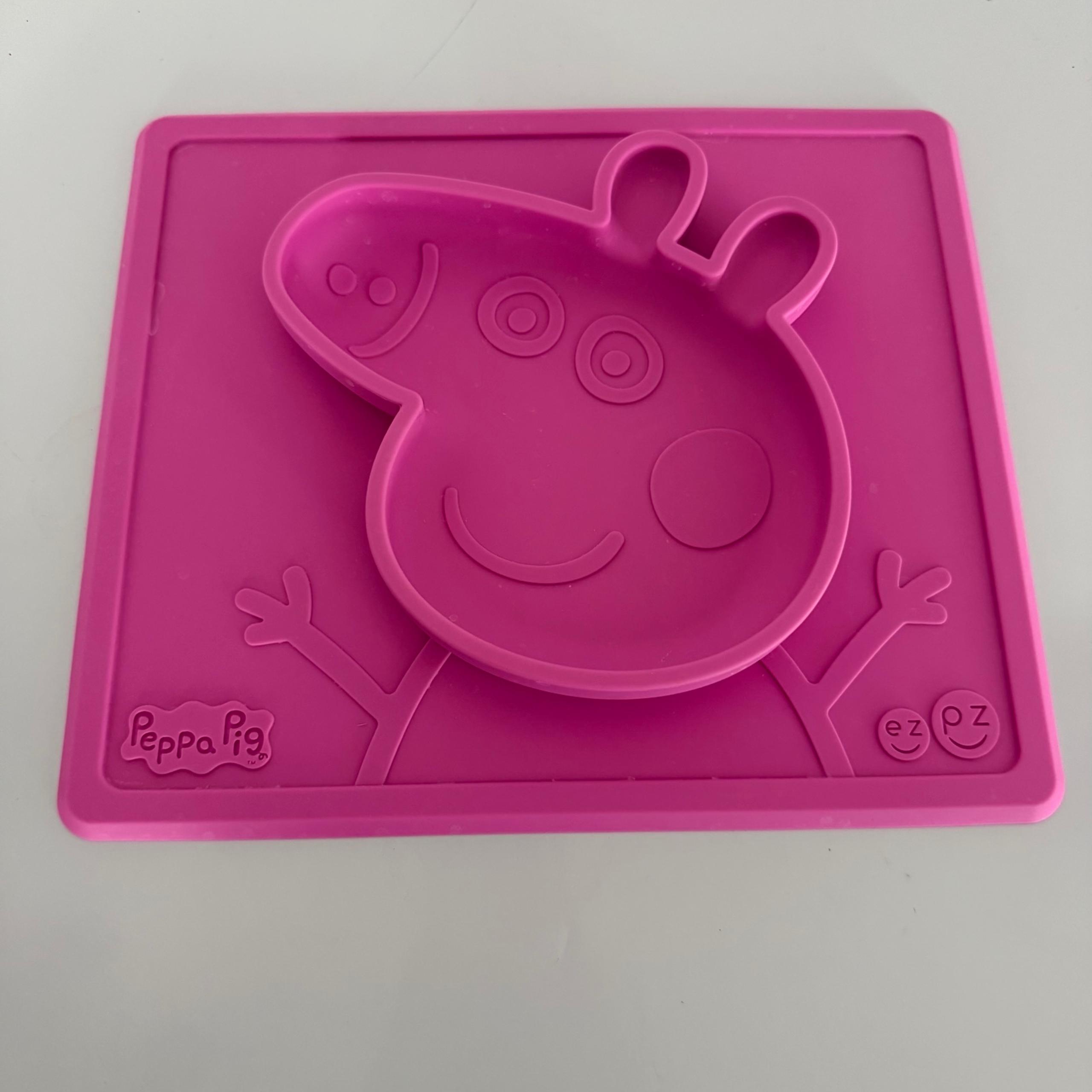 ezpz Peppa Pig Pink Mat Silicone Food Plate with Suction for Infants + Toddlers