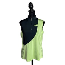 Jamie Sadock Neon Green Golf Tennis Blouse Polo Sleeveless Shirt Top 1/4 Zip M