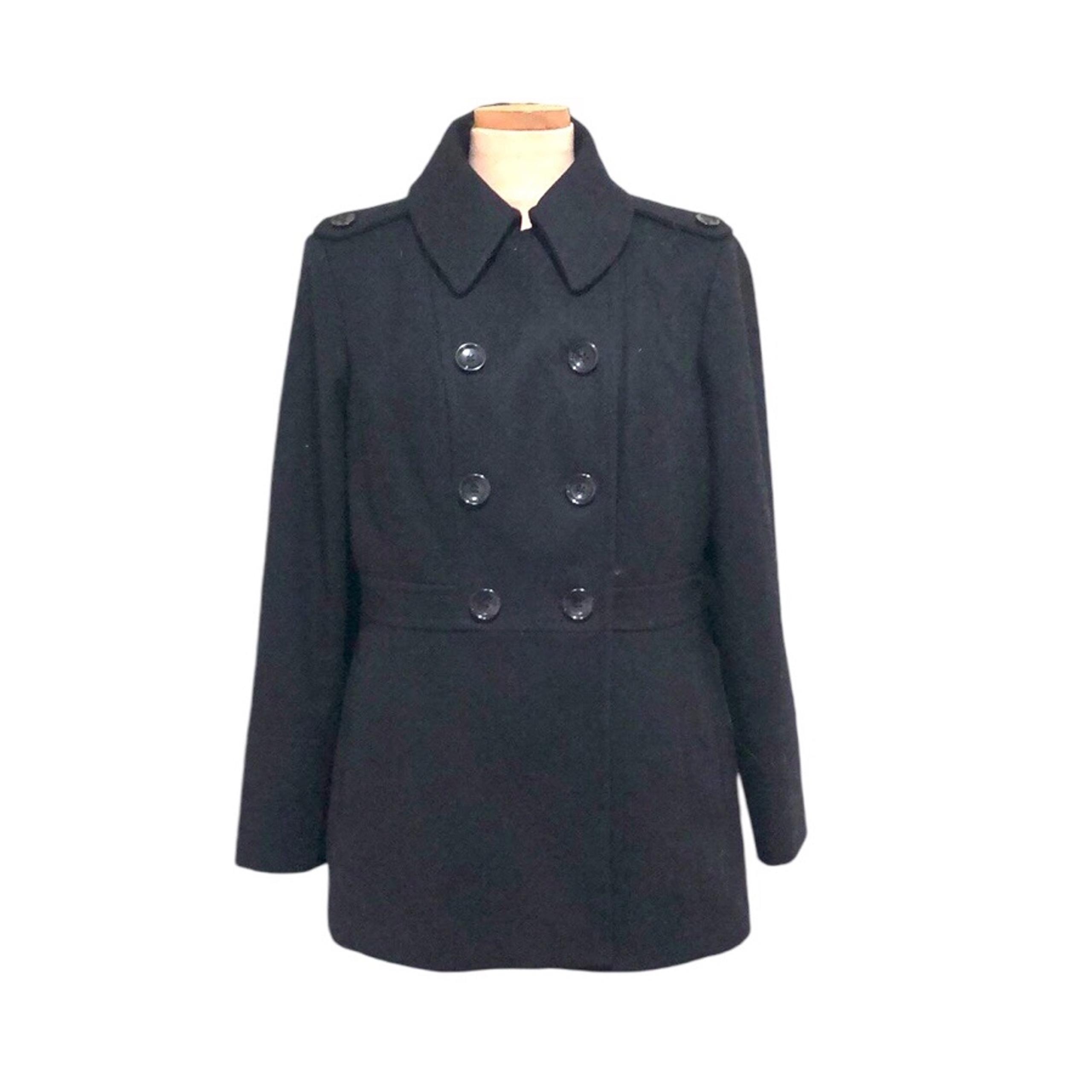 MICHAEL Michael Kors Peacoat Pea Coat Size Large Black Wool Blend