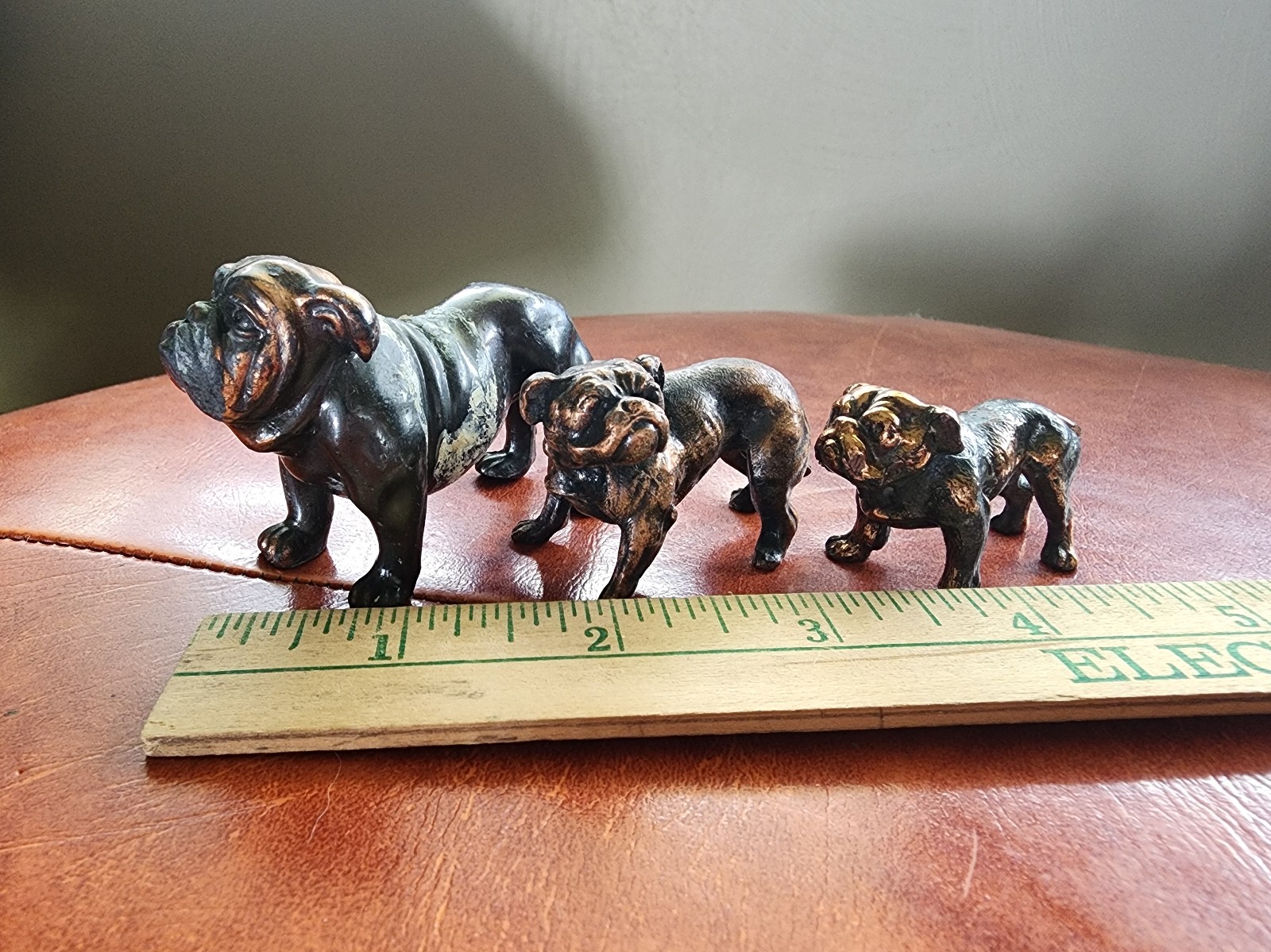 Vintage Bronze/Copper Bulldog Figurine x 3