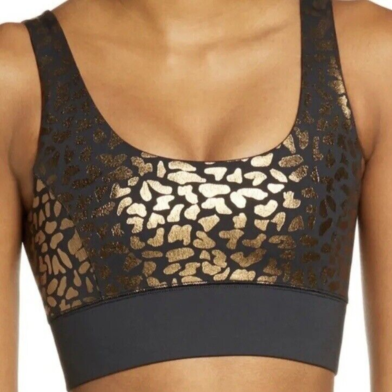 IVL Collective NWOT Metallic Cheetah Print Scoop Chi Chi Power Bra Gold Black 12