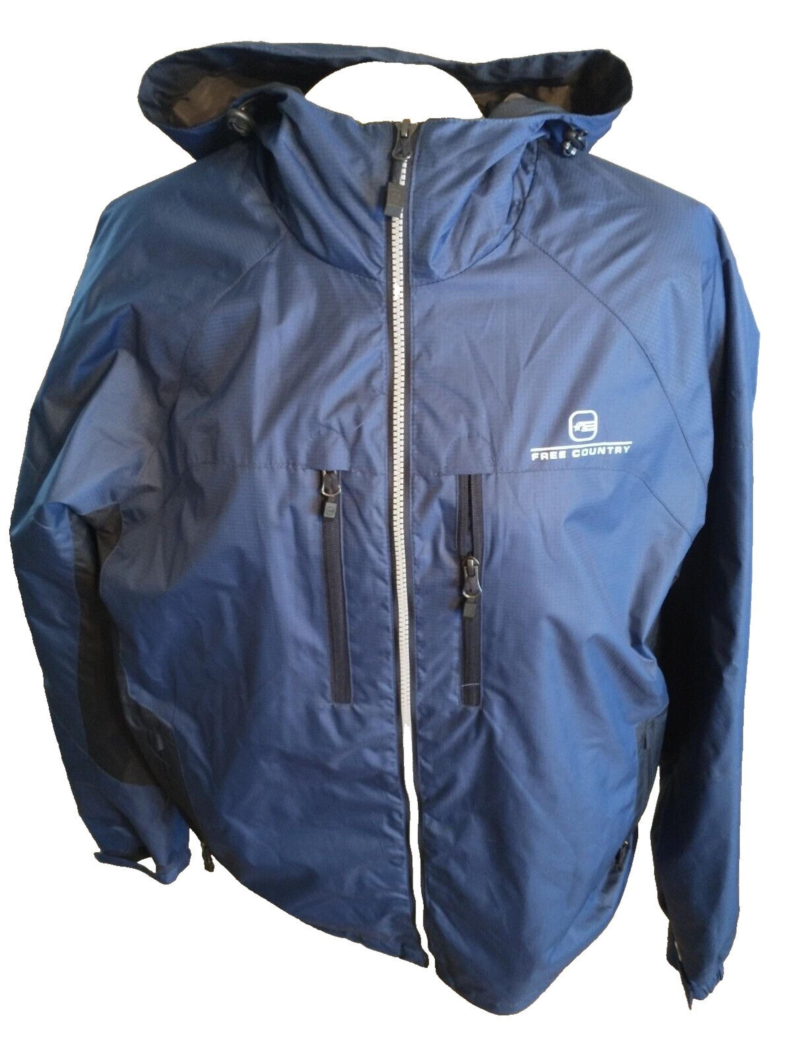 Free Country Jacket Mens Size Medium Blue Black Full Zip Outdoors Casual