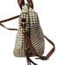 Fossil Polka Dot Canvas Satchel Bag with Brown Leather Trim Adjustable Strap