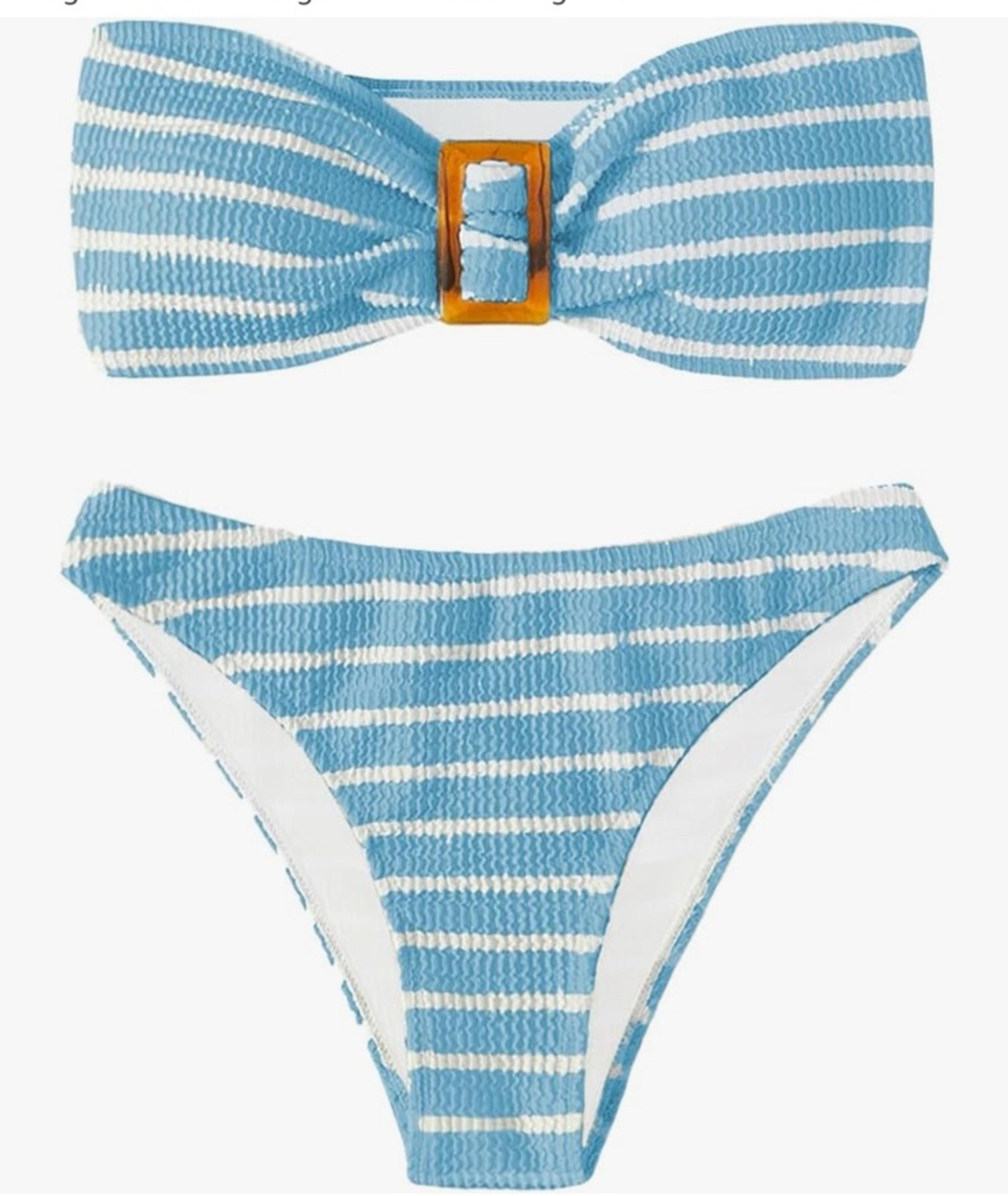 NWOT Blue Striped Bikini (small)